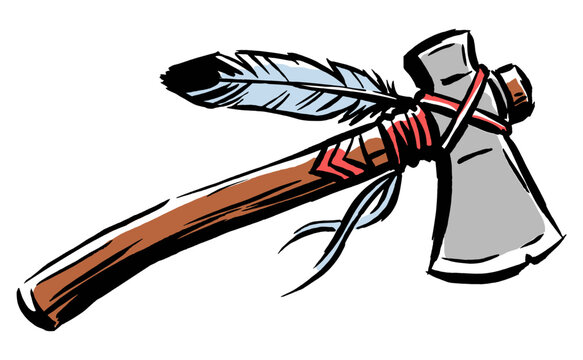 Warrior spirit. Traditional heritage artwork. Ethnic tribal axe design for outdoor adventure, vintage print, sticker and lifestyle branding.