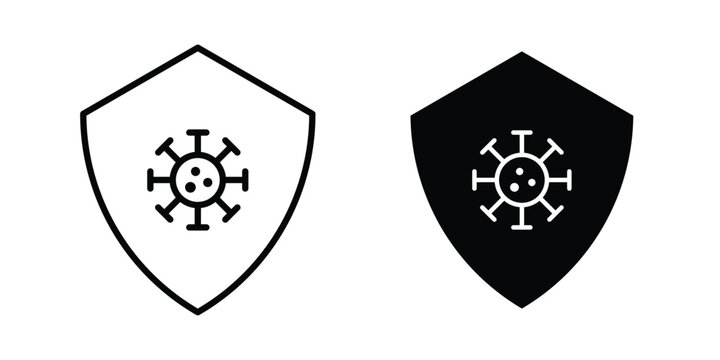 Virus protection shield icon vector logo. icons in solid, editable strokes.