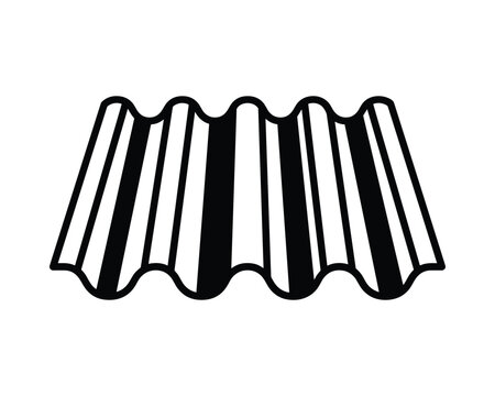 Corrugated Steel Roof Line Art Illustration, Metal Roofing Texture Pattern