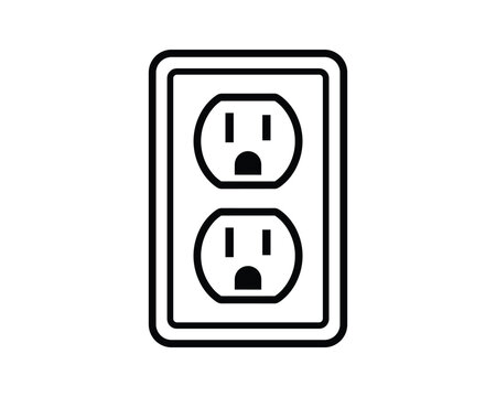 Double electrical outlet box wall power icon illustration