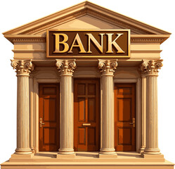 Obraz premium Isolated a realistic Bank sign on building vector art with white background.