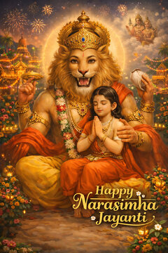 Celebrate Narasimha Jayanti, the powerful avatar of Lord Vishnu, with devotion, rituals, bhakti, protection prayers and spiritual blessings everywhere
