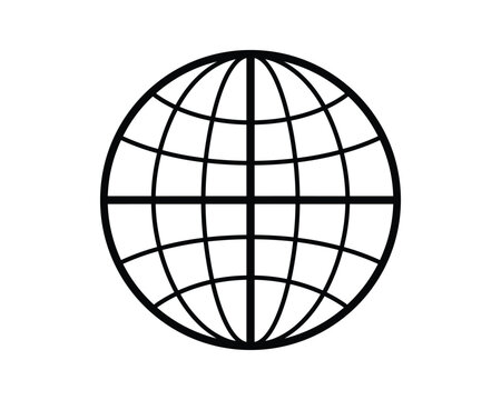 Globe Grid Lines World Map Projection Black And White