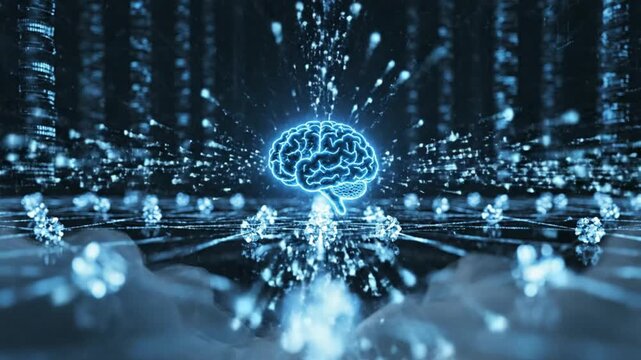 4K AI Cloud Network with Glowing Connection Lines Between Nodes