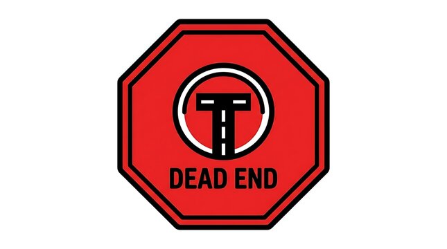 Red Dead End Road Sign.