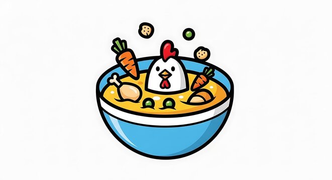 chicken noodle soup cartoon bowl.