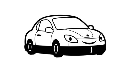 Fototapeta premium Black and white car illustration.
