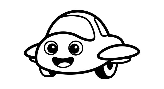 Smiling cartoon car illustration.