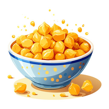 Bowl of golden corn puffs cereal for healthy breakfast and quick morning snack for kids - Vector Illustration