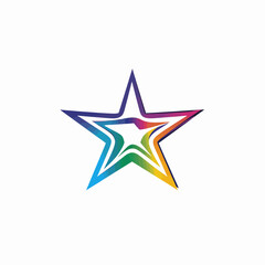 Obraz premium Colorful star graphic with gradient of hues. White background. Ideal for logo or design