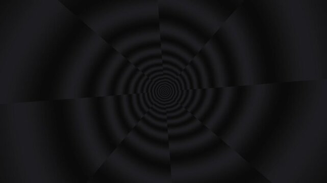 Dark hypnotic tunnel animation in seamless loop with radiating circles pattern for motion graphics and video background visuals