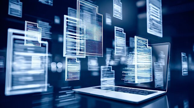 Laptop computer managing digital files in cloud data storage