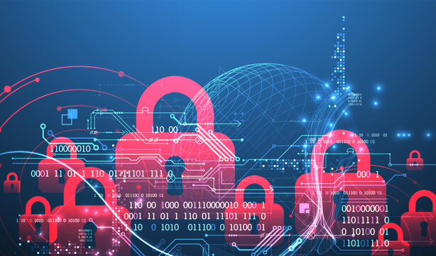 Data security Illustrates cyber data or information privacy idea. Color abstract  technology background.