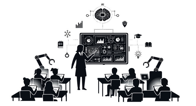 Teacher and students in classroom setting.
