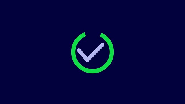 Light purple check mark with green arc on blue background. This check mark indicates approval. Use this check mark for positive feedback and task completion visuals.