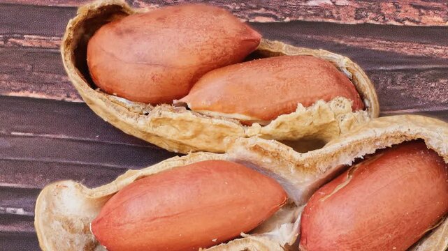 peanuts on a wooden table
