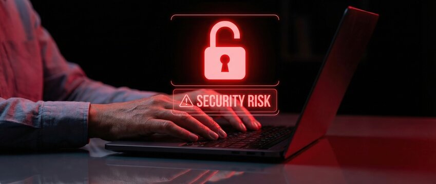 Identifying security risks in digital workspaces cybersecurity awareness image analysis dark environment close-up view tech safety concepts for today's online users