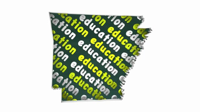 Arkansas AR Education School Board District State Map Student Learning 3d Animation