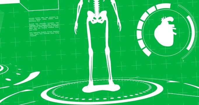 Dial closeups starting, camera pulling back revealing skeleton on rings for scan, transparent