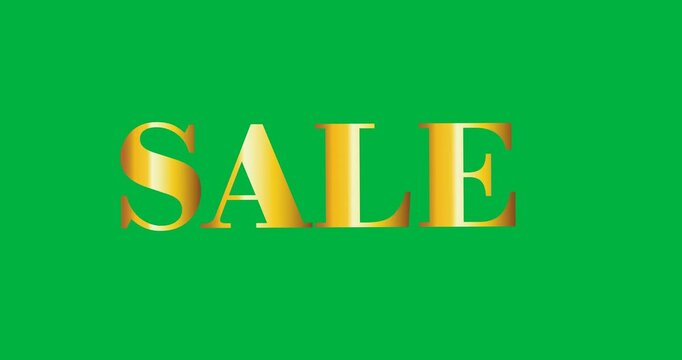 Digital animation of golden sale text against black background