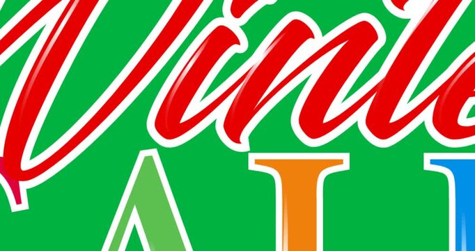 Digital animation of winter sale text against black background