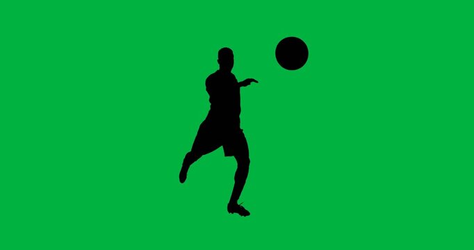 Digital animation of silhouette of multiple soccer poses against white background