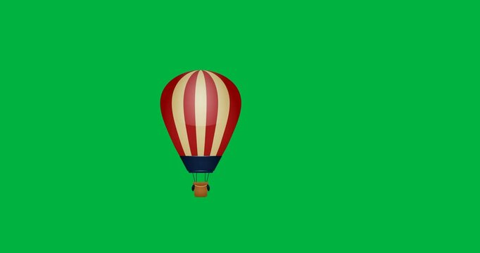Digital animation of hot air balloon floating against black background