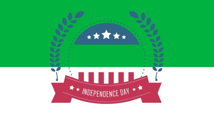 Digital animation of independence day text banner with copy space against black and white background