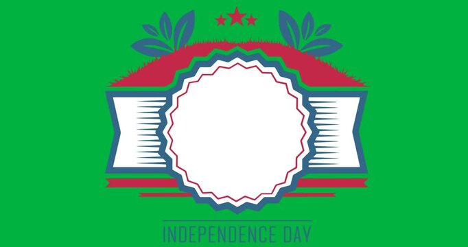 Digital animation of independence day text banner with copy space against black and white background