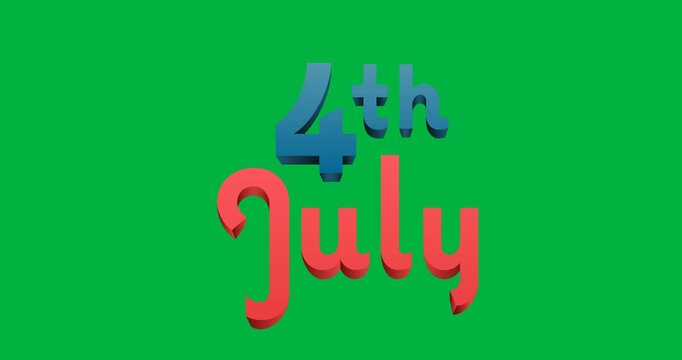 Digital animation of 4th of july text against black background
