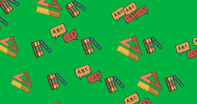 Digital animation of multiple geometry equipment icons against black background
