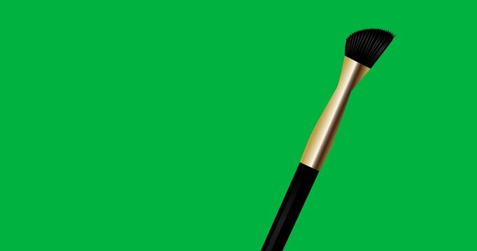 Digital animation of makeup brush icon floating against black background
