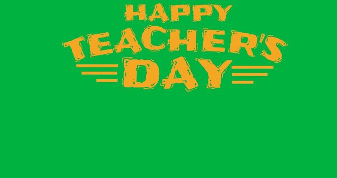 Digital animation of happy teachers day text banner against black background