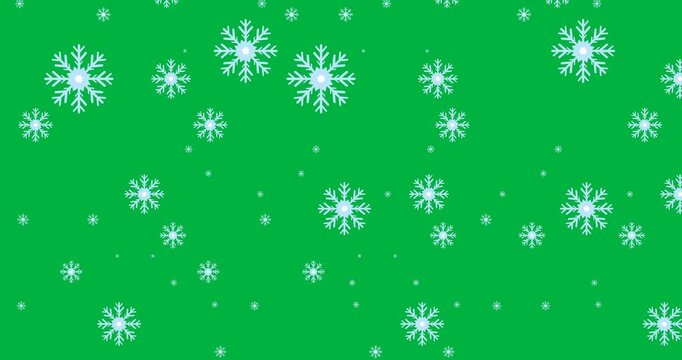 Digital animation of multiple blue snowflakes icons in seamless pattern against black background