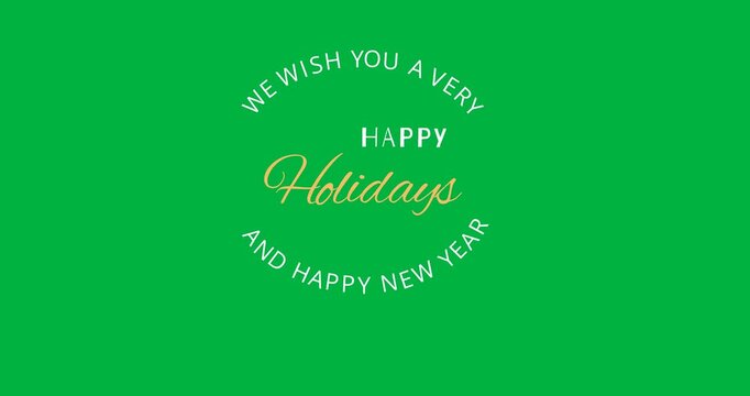 Digital animation of merry christmas and happy new year text banner against black background