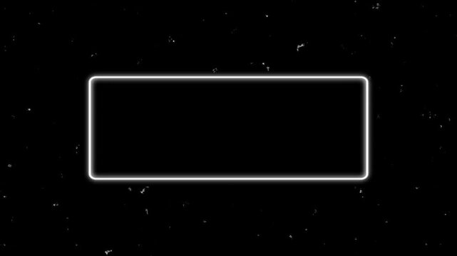 Glowing Neon Rounded Rectangle Frame On Black Grunge Background.