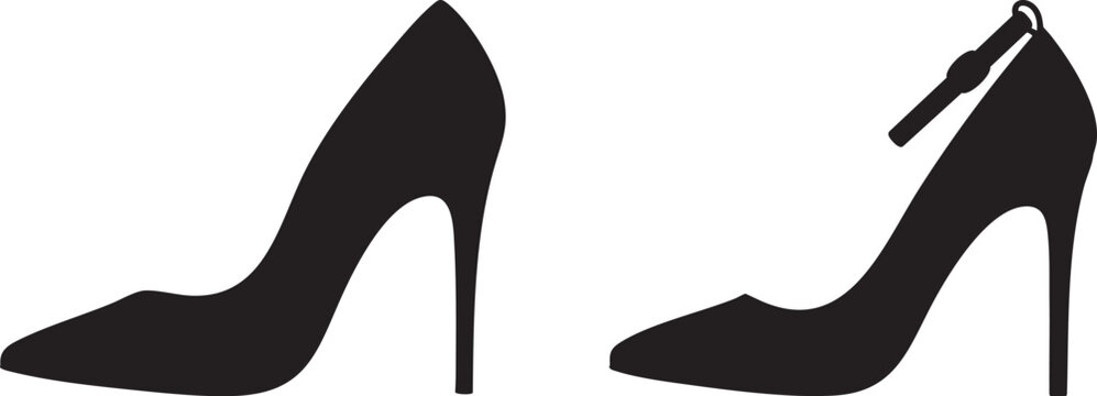 Elegant High Heel Shoe Silhouette in Side View Vector Clipart Icon