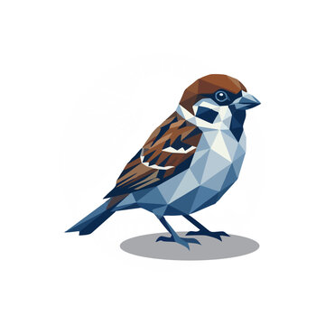 Low Poly Sparrow Logo Design Mockup With Geometric Bird Illustration and BERUANG Branding.