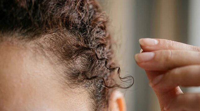 Macro Detail of Pili Torti Twisted Hair Shaft and Fragile Hair Texture