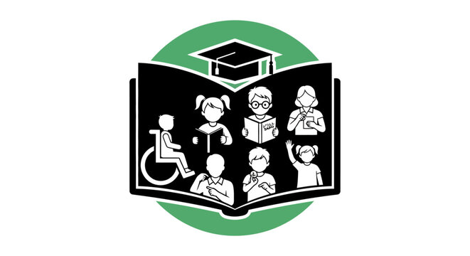 Diverse children in education book.