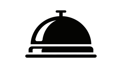 Fototapeta premium Hotel service bell icon showing silver cloche on white background representing reception and restaurant assistance service
