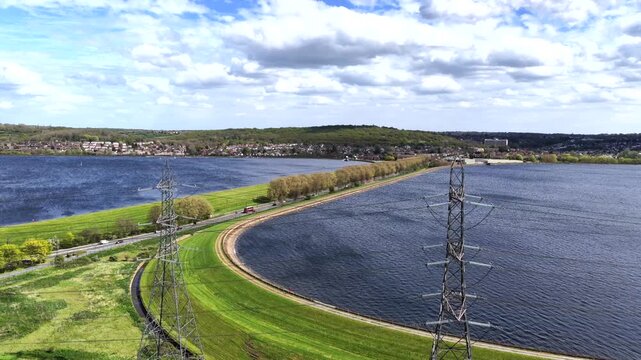 William Girling Reservoir and Pylons Aerial 4K London