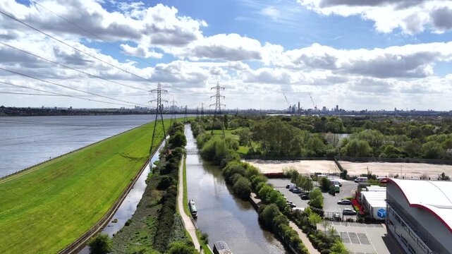 River Lea and William Girling Reservoir Aerial 4K London