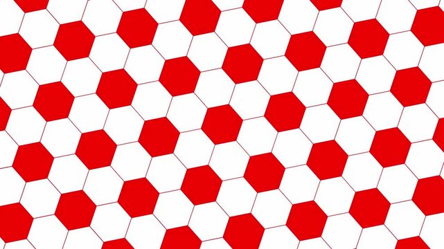 Nahtloses Fu&szlig;ballmuster als animierter Hintergrund in Schwarzwei&szlig;, blau, rot und gr&uuml;n