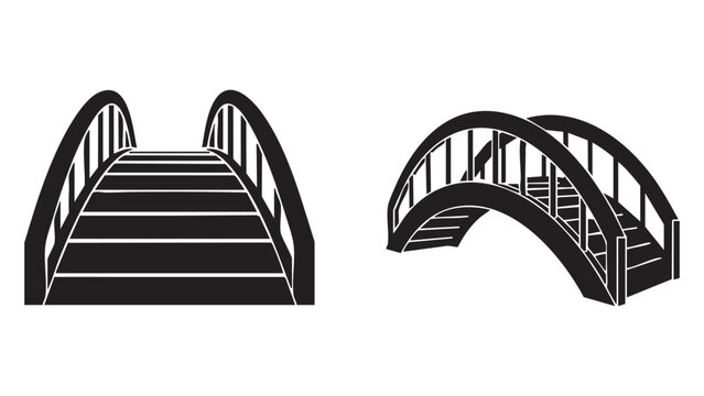 Line drawings of two pedestrian bridges with different staircases
