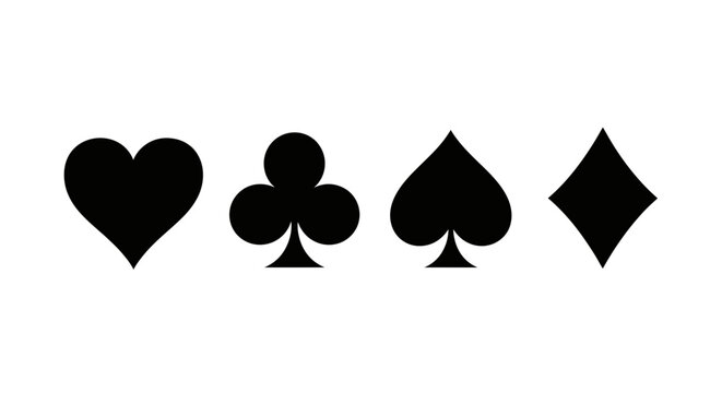 Playing Card Suits Symbols - Hearts, Clubs, Spades, Diamonds