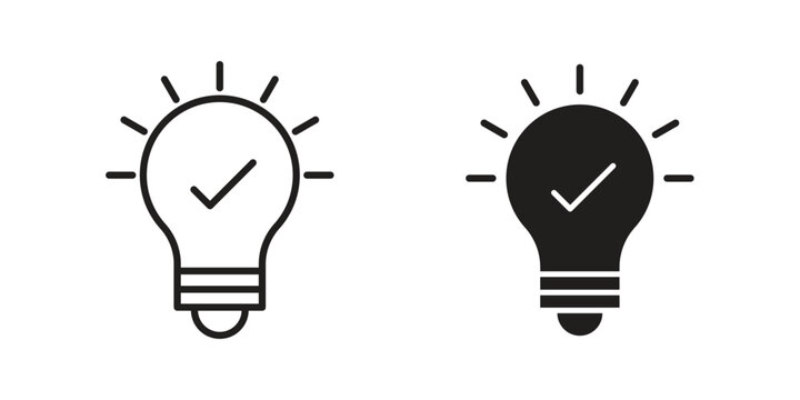 Idea icon editable vector pack. Black flat and line symbols