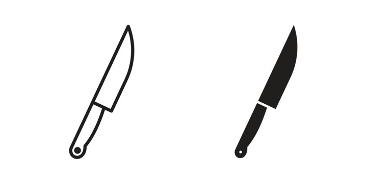 Kitchen knife icon editable vector pack. Black flat and line symbols
