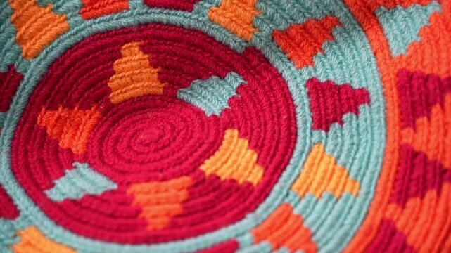 Wayuu Guajiro weaving. Colorful susu bag texture in different shapes and patterns.