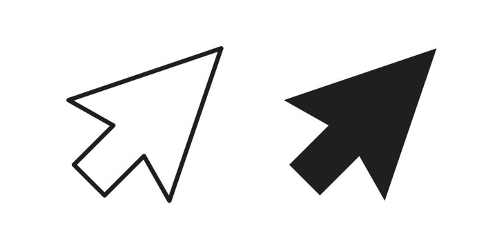 Mouse icon editable vector pack. Black flat and line symbols